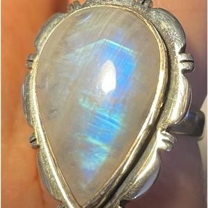 Beautiful Pear Shaped Moonstone set in .925 Sterling Silver. Size 6-7